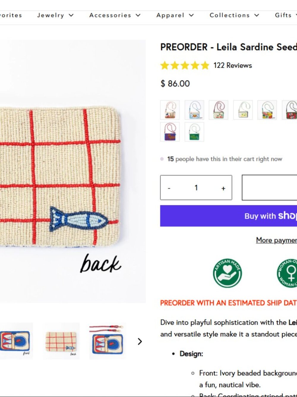 Ink + Alloy Leila Sardine Seed Bead Clutch With Strap - Picture 10 of 11